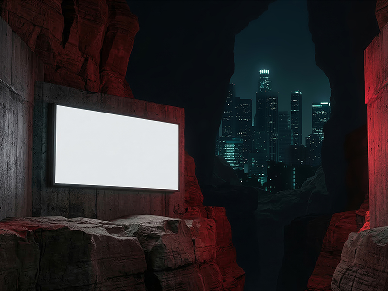 Eerie Frequencies: A Neon-Noir Billboard Mockup Collection
